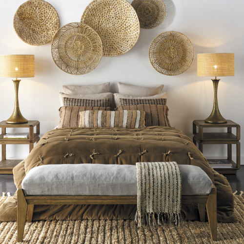 PAUL Bench with beige linen blend mattress