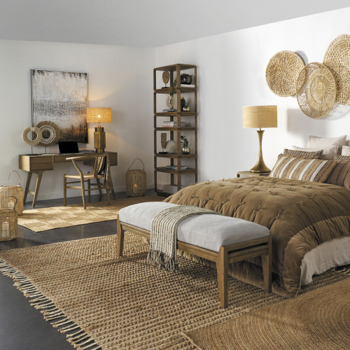 PAUL Bench with beige linen blend mattress