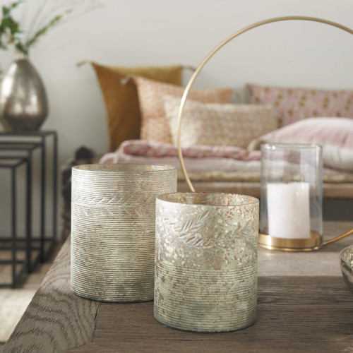 Photophore vase Éden doré antique mat