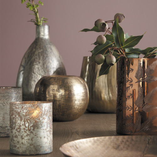 Vase Feuillage doré cuivré brillant