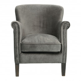 Fauteuil CLAUDE velours gris foncé