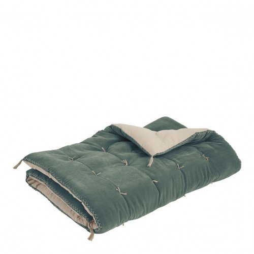 Futon MATTÉO en velours de coton et lin - 180 x 80 cm - Céladon