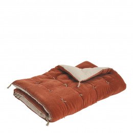 Futon MATTÉO en velours de coton et lin - 180 x 80 cm - Orange brûlé