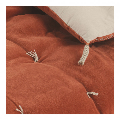 MATTÉO Futon in cotton velvet and linen - 180 x 80 cm - Burnt orange