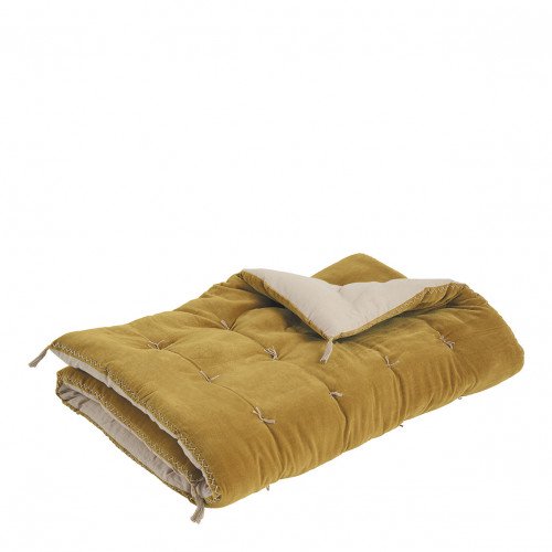 Futon MATTEO en velours de coton et lin - Safran