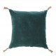 Coussin MATTÉO velours et lin - Pétrole