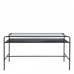 Bureau ERNEST en métal noir et plateau en verre