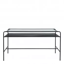 Bureau ERNEST en métal noir et plateau en verre