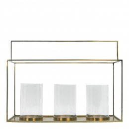 Lanterne HECTOR 3 verres en métal finition laiton