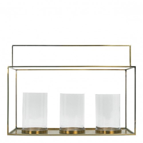 Lanterne HECTOR 3 verres en métal finition laiton