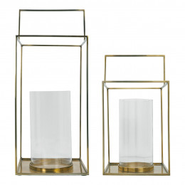 Set of 2 HECTOR lanterns in metal with brass finish