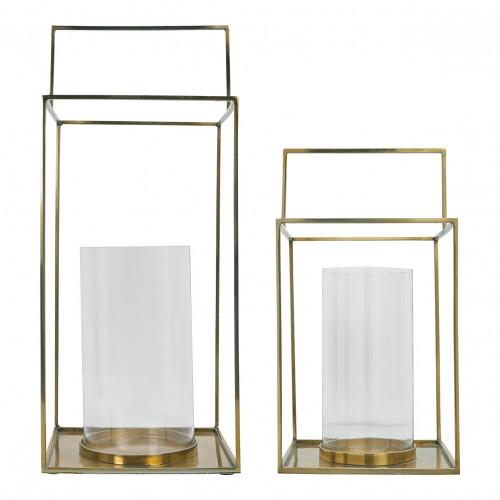 Set of 2 HECTOR lanterns in metal with brass finish