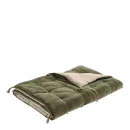 MATTÉO Futon in Cotton Velvet and Linen - 180 x 80 cm - Khaki