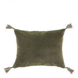 Housse de coussin MATTÉO en velours de coton et lin - Kaki - 30 x 40 cm