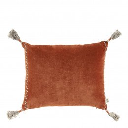 Housse de coussin MATTÉO en velours de coton et lin - Orange brûlé - 30 x 40 cm
