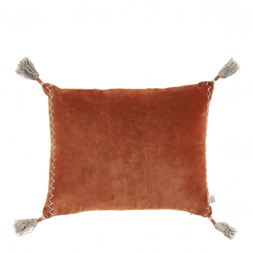 MATTÉO cushion cover in cotton velvet and linen - Burnt orange - 30 x 40 cm