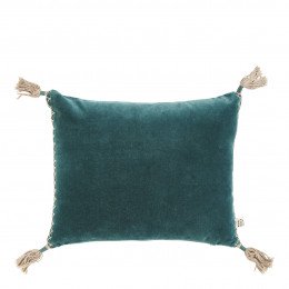 Housse de coussin MATTÉO en velours de coton et lin - Pétrole - 30 x 40 cm
