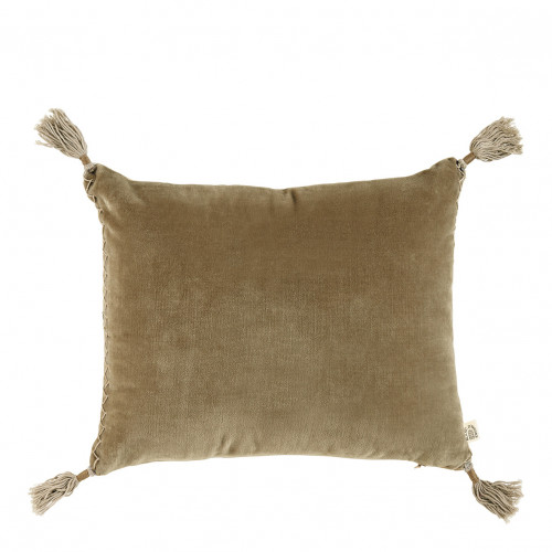 MATTÉO Cushion Cover in Cotton Velvet and Linen - Taupe - 30 x 40 cm