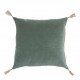 Housse de coussin MATTEO en velours de coton et lin - Céladon - 50 x 50 cm