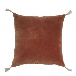 Housse de coussin MATTÉO en velours de coton et lin - Orange brûlé - 50 x 50 cm