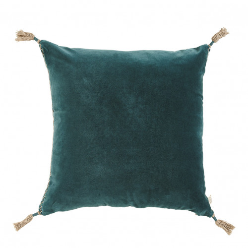 MATTÉO cushion cover in cotton velvet and linen - Petrol - 50 x 50 cm