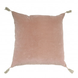 Housse de coussin MATTEO en velours de coton et lin - Rose - 50 x 50 cm