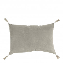 Housse de coussin MATTEO en velours de coton et lin - Gris - 60 x 40 cm