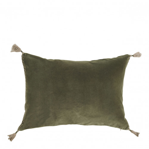 Housse de coussin MATTEO en velours de coton et lin - Kaki - 60 x 40 cm