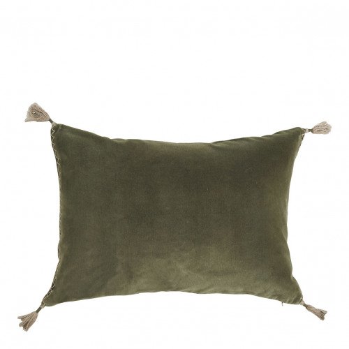Housse de coussin MATTÉO en velours de coton et lin - Kaki - 60 x 40 cm Housse de coussin MATTÉO en velours de coton et lin - Kaki - 60 x 40 cm
