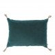 Housse de coussin MATTÉO en velours de coton et lin - Pétrole - 60 x 40 cm