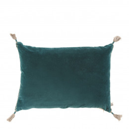 MATTÉO cushion cover in cotton velvet and linen - Petrol - 60 x 40 cm