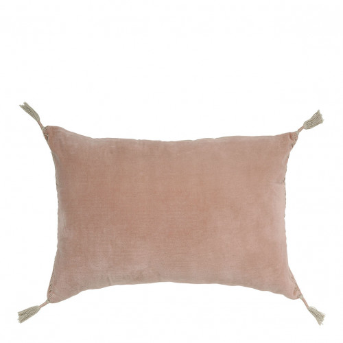 Housse de coussin MATTÉO en velours de coton et lin - Rose - 60 x 40 cm