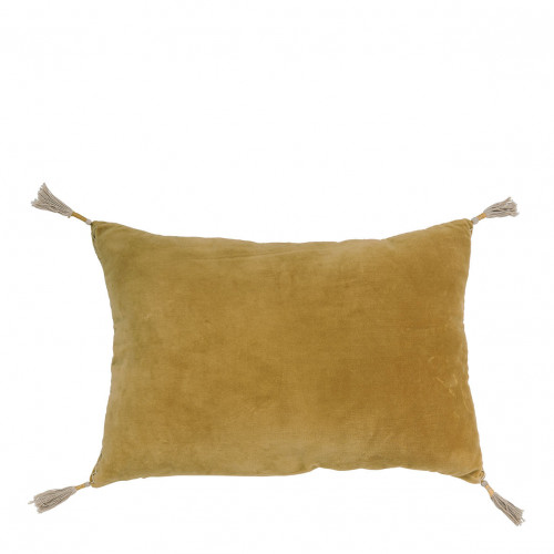 Housse de coussin MATTÉO en velours de coton et lin - Safran - 60 x 40 cm