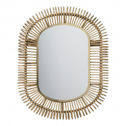 Miroir SALOMÉ ovale en rotin et métal - Grand modèle - H. 105 cm