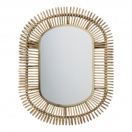 Miroir SALOME ovale en rotin et métal - Grand modèle - H. 105 cm