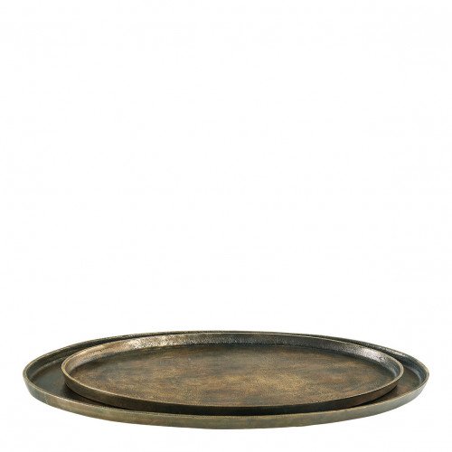 Set de 2 plateaux AKIRA en métal finition bronze