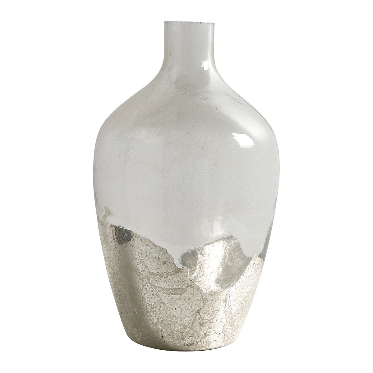 Vase bonbonne JEANNE en verre transparent et argent