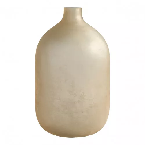 Vase bonbonne JEANNE en verre givré rose - Grand modèle - H. 45 cm