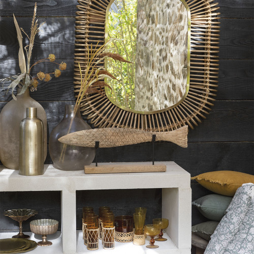 Vase bonbonne JEANNE en verre givré rose - Grand modèle - H. 45 cm