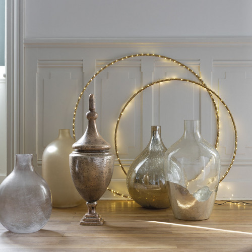 Vase bonbonne JEANNE en verre transparent et argent