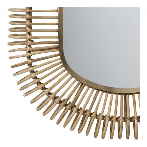 Miroir SALOMÉ ovale en rotin et métal - Grand modèle - H. 105 cm