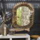 Miroir SALOMÉ ovale en rotin et métal - Grand modèle - H. 105 cm