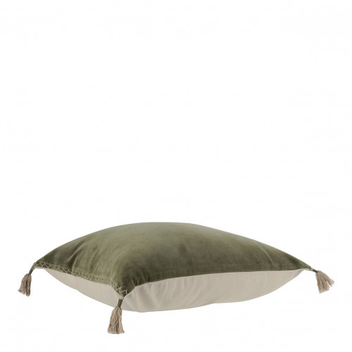 MATTÉO Cushion Cover in Cotton Velvet and Linen - Khaki - 60 x 40 cm