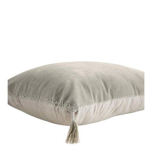 Housse de coussin MATTÉO en velours de coton et lin - Gris - 60 x 40 cm Housse de coussin MATTÉO en velours de coton et lin - Gris - 60 x 40 cm