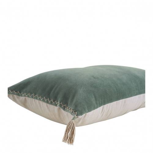Housse de coussin MATTÉO en velours de coton et lin - Céladon - 60 x 40 cm