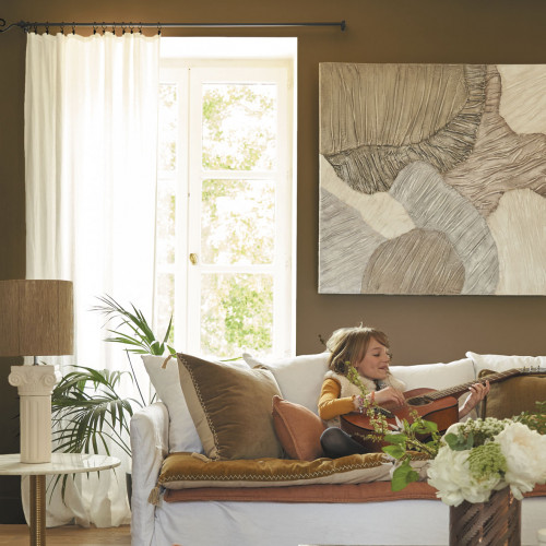 MATTÉO cushion cover in cotton velvet and linen - Taupe - 50 x 50 cm