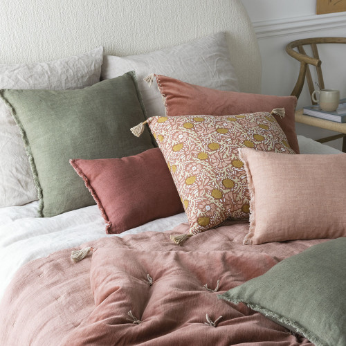 Housse de coussin MATTÉO en velours de coton et lin - Terracotta - 30 x 40 cm Housse de coussin MATTÉO en velours de coton et lin - Terracotta - 30 x 40 cm