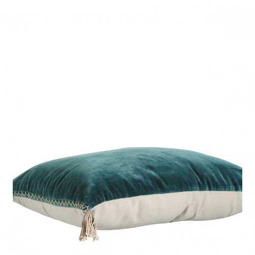 Housse de coussin MATTÉO en velours de coton et lin - Pétrole - 30 x 40 cm Housse de coussin MATTÉO en velours de coton et lin - Pétrole - 30 x 40 cm