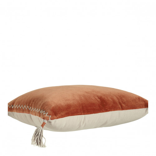 Housse de coussin MATTÉO en velours de coton et lin - Orange brûlé - 30 x 40 cm
