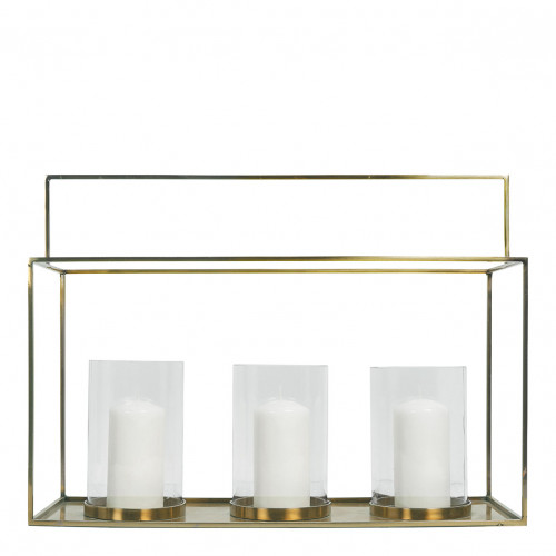 HECTOR 3-glass metal lantern brass finish